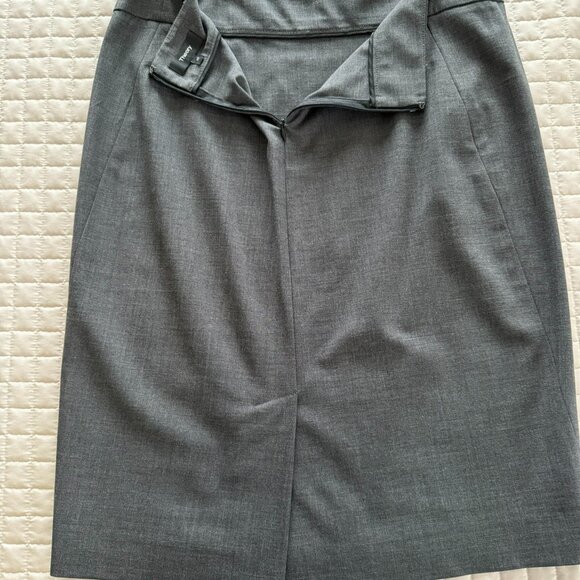 Theory Pencil Skirt Slim Fit Stretch Wool Grey Size 10 - Picture 2 of 4